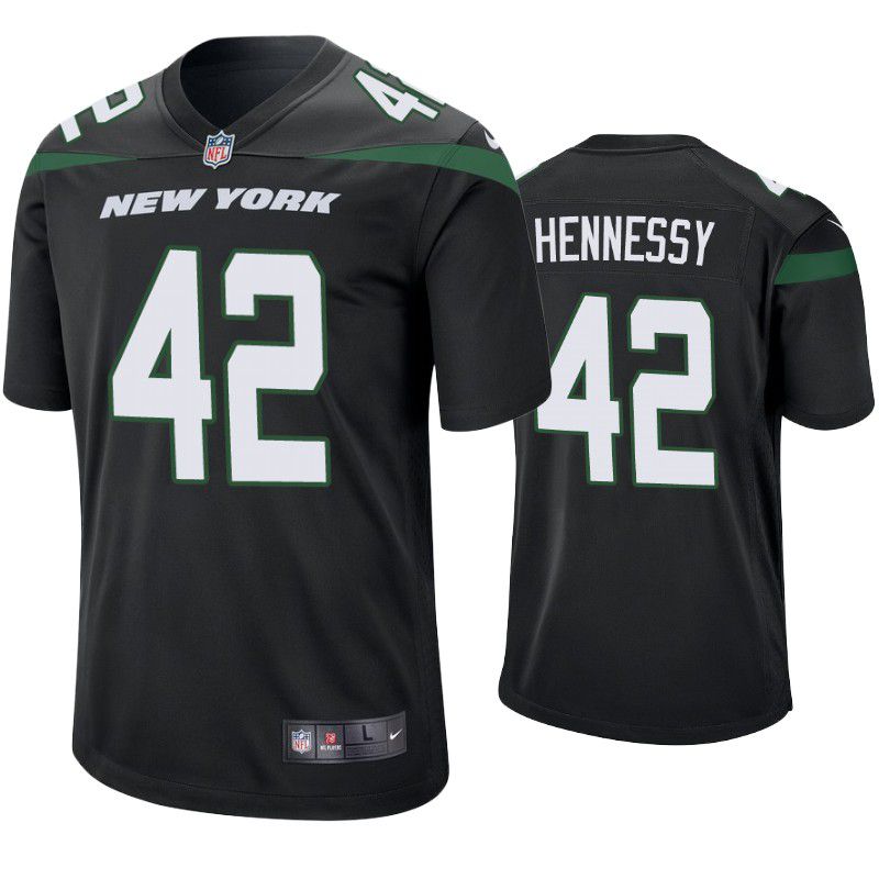 Men New York Jets 42 Thomas Hennessy Nike Black Game NFL Jersey
